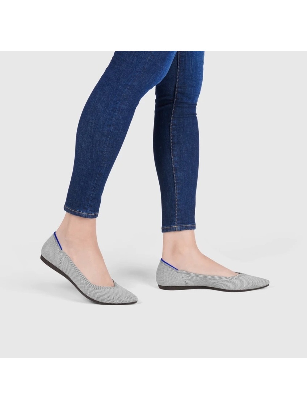 Rothy’s The Point Flats Flax Birdseye Light Gray Knit Women’s Size 9.5
